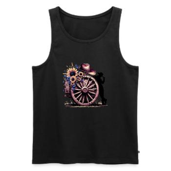 Cowboy Lustiger Cowboyhut Wild Western Rodeo Texas - Männer Premium Bio Tank Top - Schwarz - Vorne - AI Model Male 178 light (178cm)