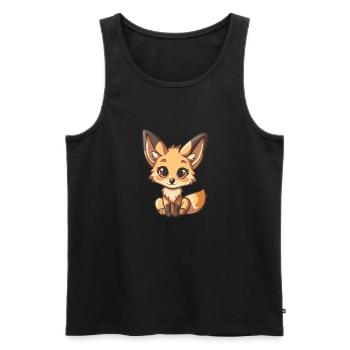 Niedlicher Fuchs Cartoon Tierliebhaber Charme - Männer Premium Bio Tank Top - Schwarz - Vorne - AI Model Male 178 light (178cm)