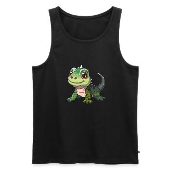 Bébé dragon souriant mignon - Débardeur bio Premium Homme - noir - Devant - Michal (187cm)