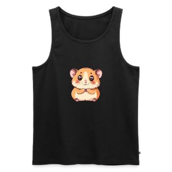 Cute hamster with big eyes - Men's Premium Organic Tank Top - black - Front - Michal (187cm)