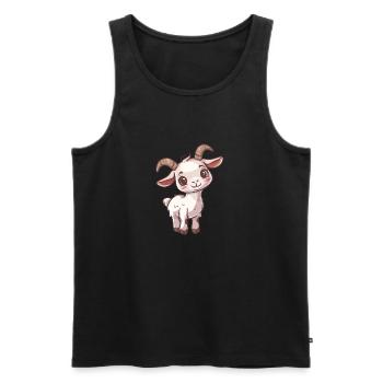 Mignon bébé chèvre avec de grands yeux - Débardeur bio Premium Homme - noir - Devant - Michal (187cm)