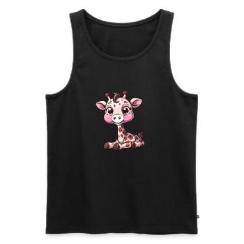Cute giraffe with big eyes - Men's Premium Organic Tank Top - black - Front - AI Model Male 178 light (178cm)