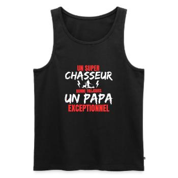 HUNTER DAD - Männer Premium Bio Tank Top - Schwarz - Vorne - AI Model Male 178 light (178cm)
