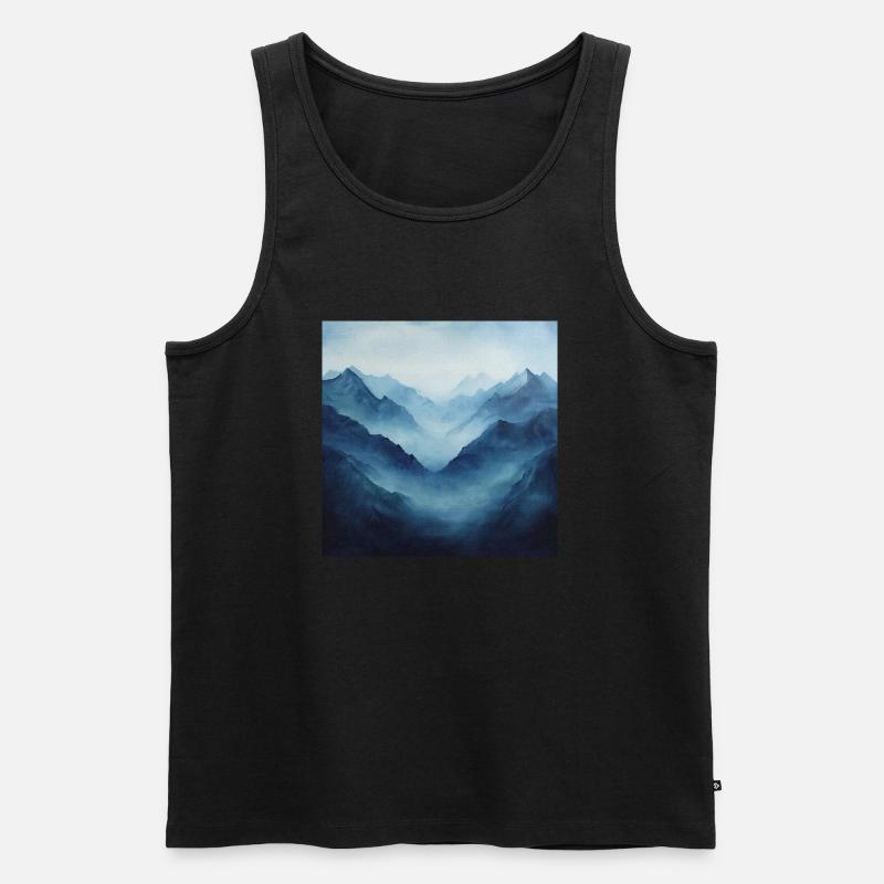 Poster Canvas Mountain 7 - Männer Premium Bio Tank Top - Schwarz