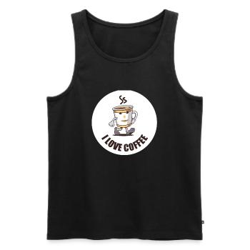 I love coffee - Männer Premium Bio Tank Top - Schwarz - Vorne - Michal (187cm)
