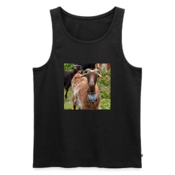 Chèvre de montagne dans le parc national Parc de l’île de Kos - Débardeur bio Premium Homme - noir - Devant - AI Model Male 178 light (178cm)