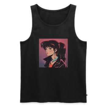 80er Jahre Anime Mädchen beruhigender hochwertiger Modedruck - Männer Premium Bio Tank Top - Schwarz - Vorne - Michal (187cm)