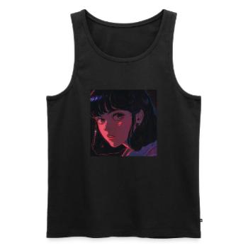 80er Jahre Anime Mädchen beruhigender hochwertiger Modedruck - Männer Premium Bio Tank Top - Schwarz - Vorne - AI Model Male 178 light (178cm)