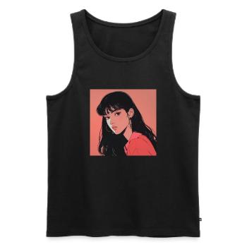 80er Jahre Anime Mädchen beruhigender hochwertiger Modedruck - Männer Premium Bio Tank Top - Schwarz - Vorne - Michal (187cm)