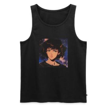 80er Jahre Anime Mädchen beruhigender hochwertiger Modedruck - Männer Premium Bio Tank Top - Schwarz - Vorne - Michal (187cm)