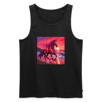 Art du cheval - Débardeur bio Premium Homme - noir - Devant - AI Model Male 178 light (178cm)