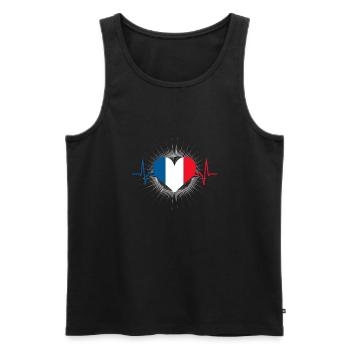 France Heartbeat French Flag Pride - Men's Premium Organic Tank Top - black - Front - Michal (187cm)