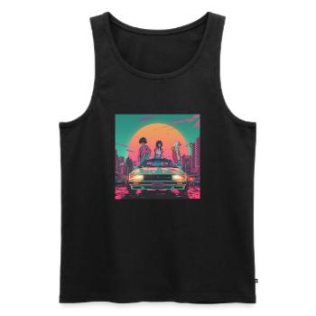 80er Jahre Anime Gang beruhigender hochwertiger Modedruck - Männer Premium Bio Tank Top - Schwarz - Vorne - Michal (187cm)
