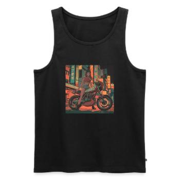 80er Jahre Anime Mädchen beruhigender hochwertiger Modedruck - Männer Premium Bio Tank Top - Schwarz - Vorne - AI Model Male 178 light (178cm)