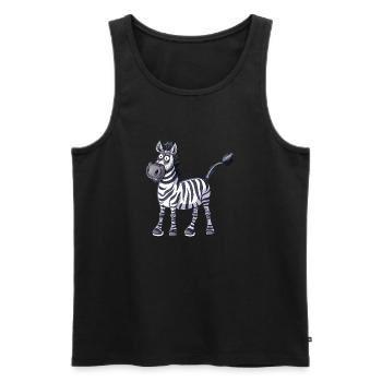 Funny zebra with a big grin - Men's Premium Organic Tank Top - black - Front - AI Model Male 178 light (178cm)