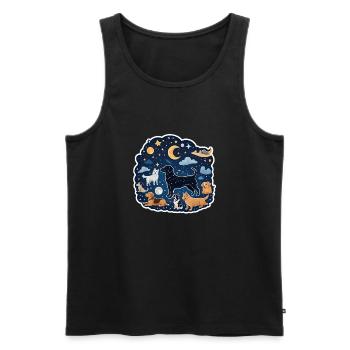 Dogs Under the Stars - Men's Premium Organic Tank Top - black - Front - AI Model Male 178 light (178cm)