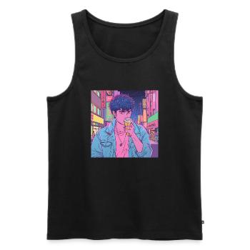 80er Jahre Anime Typ beruhigender hochwertiger Modedruck - Männer Premium Bio Tank Top - Schwarz - Vorne - AI Model Male 178 light (178cm)