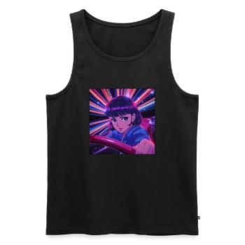 80er Jahre Anime Mädchen beruhigender hochwertiger Modedruck - Männer Premium Bio Tank Top - Schwarz - Vorne - AI Model Male 178 light (178cm)