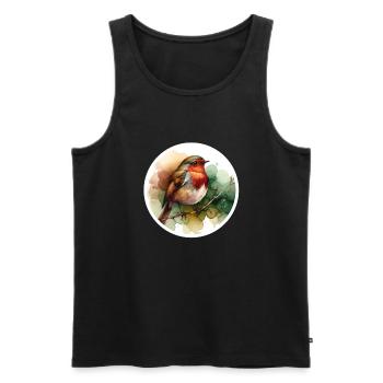 Robin Alcohol Ink - Men's Premium Organic Tank Top - black - Front - AI Model Male 178 light (178cm)