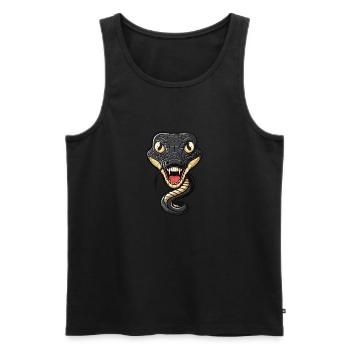 Serpent élégant avec gueule ouverte - Débardeur bio Premium Homme - noir - Devant - Michal (187cm)