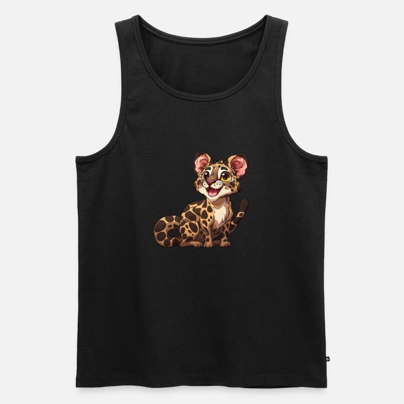 Verspielter Junger Leopard Blick - Männer Premium Bio Tank Top - Schwarz