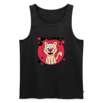 Be happy! - Männer Premium Bio Tank Top - Schwarz - Vorne - Michal (187cm)