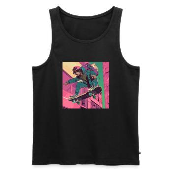 80er Jahre Anime Typ beruhigender hochwertiger Modedruck - Männer Premium Bio Tank Top - Schwarz - Vorne - AI Model Male 178 light (178cm)