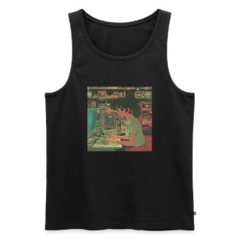 80er Jahre Anime Mädchen beruhigender hochwertiger Modedruck - Männer Premium Bio Tank Top - Schwarz - Vorne - AI Model Male 178 light (178cm)