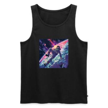 Années 80 Anime Guy Calmant Impression de mode de haute qualité - Débardeur bio Premium Homme - noir - Devant - AI Model Male 178 light (178cm)