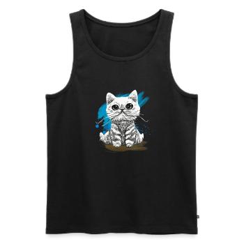 Happy Furry Kätzchen T-Shirt - Männer Premium Bio Tank Top - Schwarz - Vorne - Michal (187cm)