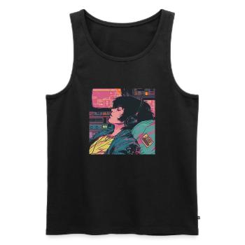 80er Jahre Anime Typ beruhigender hochwertiger Modedruck - Männer Premium Bio Tank Top - Schwarz - Vorne - AI Model Male 178 light (178cm)