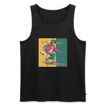 80er Jahre Anime Typ beruhigender hochwertiger Modedruck - Männer Premium Bio Tank Top - Schwarz - Vorne - AI Model Male 178 light (178cm)