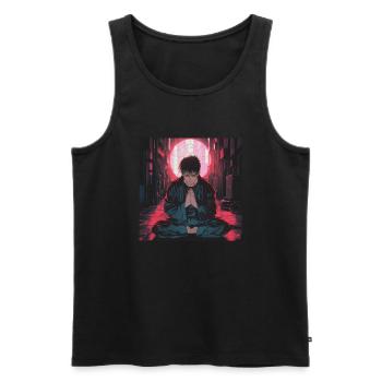 80er Jahre Anime Typ beruhigender hochwertiger Modedruck - Männer Premium Bio Tank Top - Schwarz - Vorne - AI Model Male 178 light (178cm)