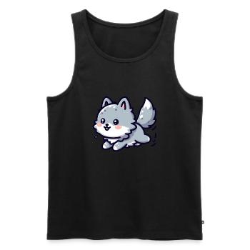 Süßer kleiner Wolf der sich freut - Männer Premium Bio Tank Top - Schwarz - Vorne - AI Model Male 178 light (178cm)