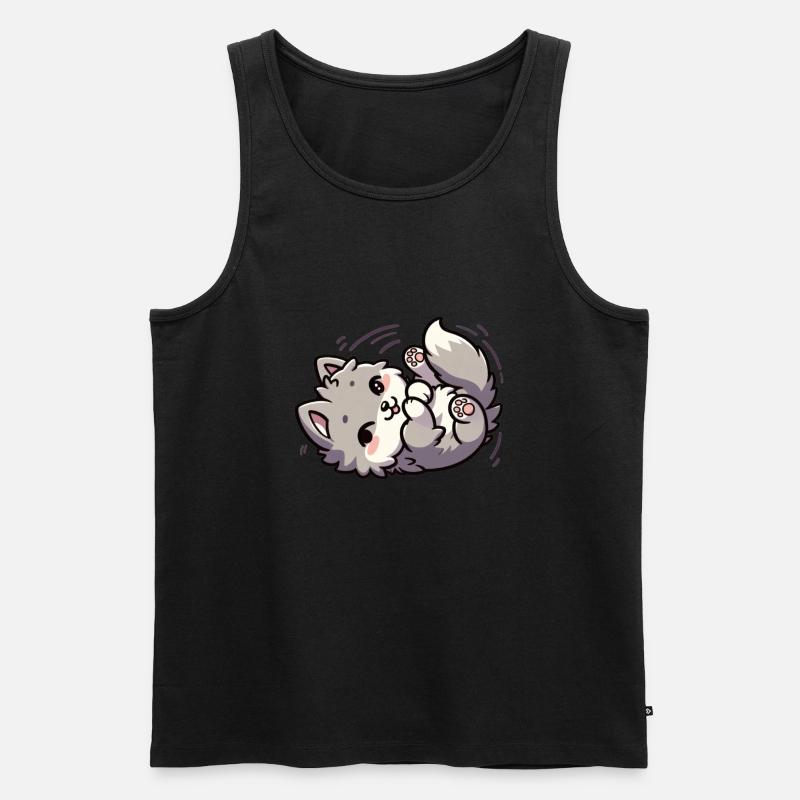 Süßer kleiner Wolf - Männer Premium Bio Tank Top - Schwarz