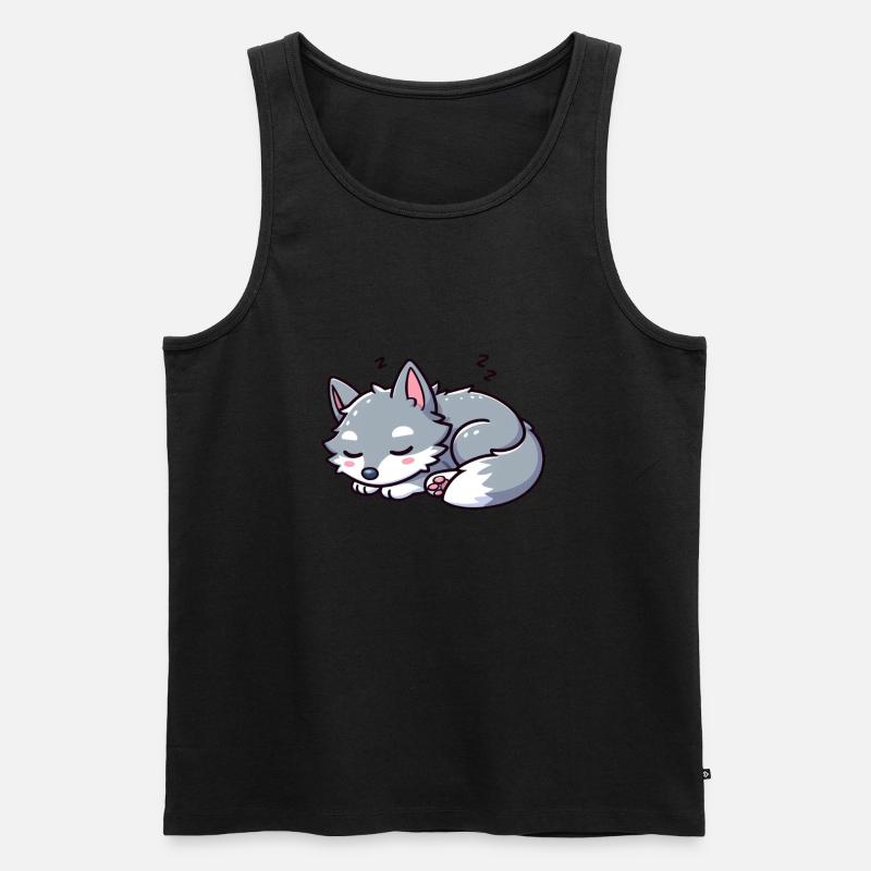 Süßer kleiner Kinder Wolf - Männer Premium Bio Tank Top - Schwarz