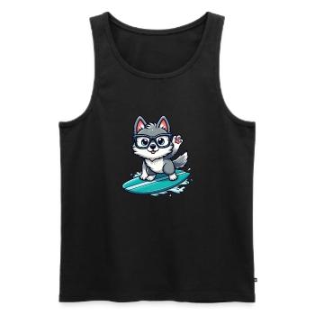 Der Surf Wolf - Männer Premium Bio Tank Top - Schwarz - Vorne - AI Model Male 178 light (178cm)