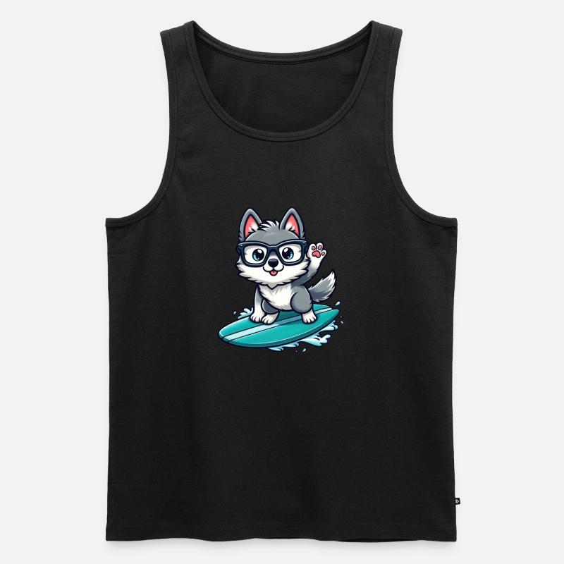 Der Surf Wolf - Männer Premium Bio Tank Top - Schwarz