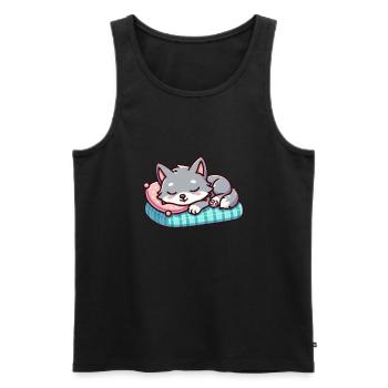 Cute Little Sleeping Wolf - Men's Premium Organic Tank Top - black - Front - AI Model Male 178 light (178cm)