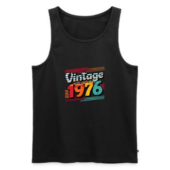 Vintage 1976 47 Year Old Birthday Gift Man Fe - Men's Premium Organic Tank Top - black - Front - AI Model Male 178 light (178cm)