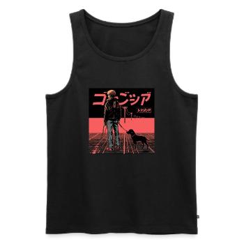 80er Jahre Anime Typ beruhigender hochwertiger Modedruck - Männer Premium Bio Tank Top - Schwarz - Vorne - Michal (187cm)