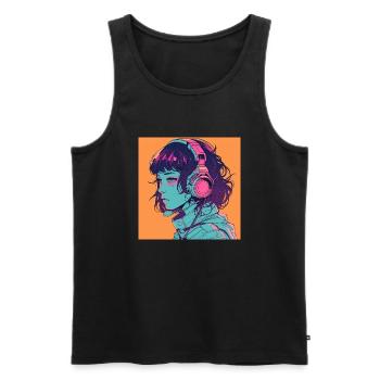 80er Jahre Anime Mädchen beruhigender hochwertiger Modedruck - Männer Premium Bio Tank Top - Schwarz - Vorne - AI Model Male 178 light (178cm)
