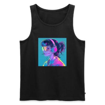 80er Jahre Anime Mädchen beruhigender hochwertiger Modedruck - Männer Premium Bio Tank Top - Schwarz - Vorne - Michal (187cm)