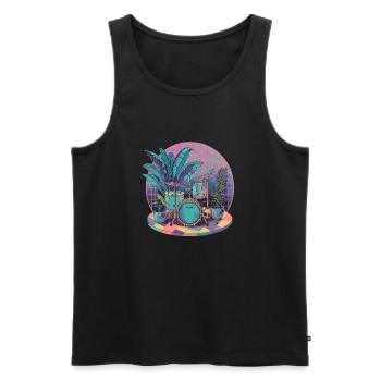 Pflanzen und Musik - hochwertiger Modedruck - Männer Premium Bio Tank Top - Schwarz - Vorne - AI Model Male 178 light (178cm)