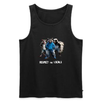 RESPECTEZ LES HABITANTS - RATON LAVEUR, OPOSSUM ET MOUFFETTE - Débardeur bio Premium Homme - noir - Devant - AI Model Male 178 light (178cm)