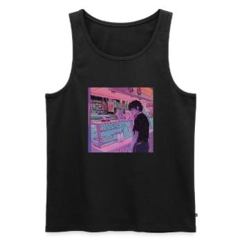 80er Jahre Anime Teen Beruhigender Hochwertiger Modedruck - Männer Premium Bio Tank Top - Schwarz - Vorne - AI Model Male 178 light (178cm)