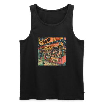 80s anime teen calming high quality fashion print - Men's Premium Organic Tank Top - black - Front - Michal (187cm)