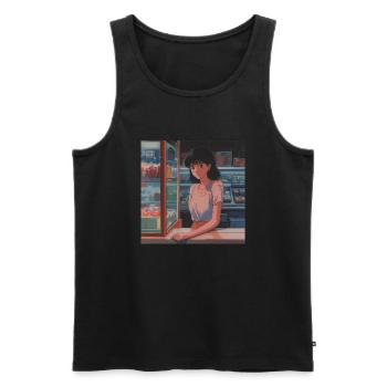 80er Jahre Anime Teen Beruhigender Hochwertiger Modedruck - Männer Premium Bio Tank Top - Schwarz - Vorne - AI Model Male 178 light (178cm)