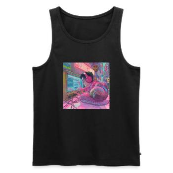 80er Jahre Anime Teen Beruhigender Hochwertiger Modedruck - Männer Premium Bio Tank Top - Schwarz - Vorne - AI Model Male 178 light (178cm)