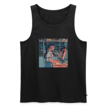 Anime des années 80 Anime Teen Calmant Impression de mode de haute qualité - Débardeur bio Premium Homme - noir - Devant - Michal (187cm)